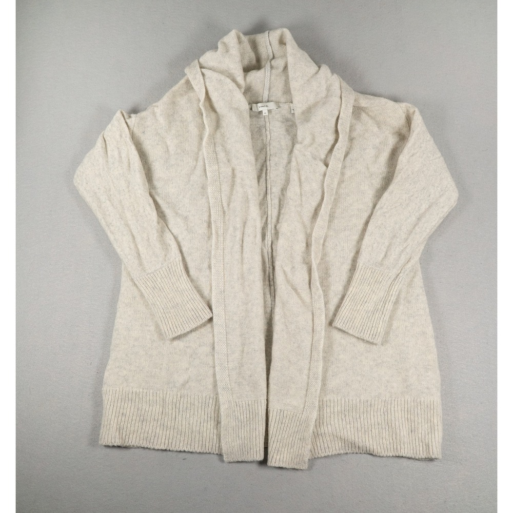 Vince Womens Cardigan Sweater XS Shawl Collar Wool Cashmere Oatmeal Beige Open